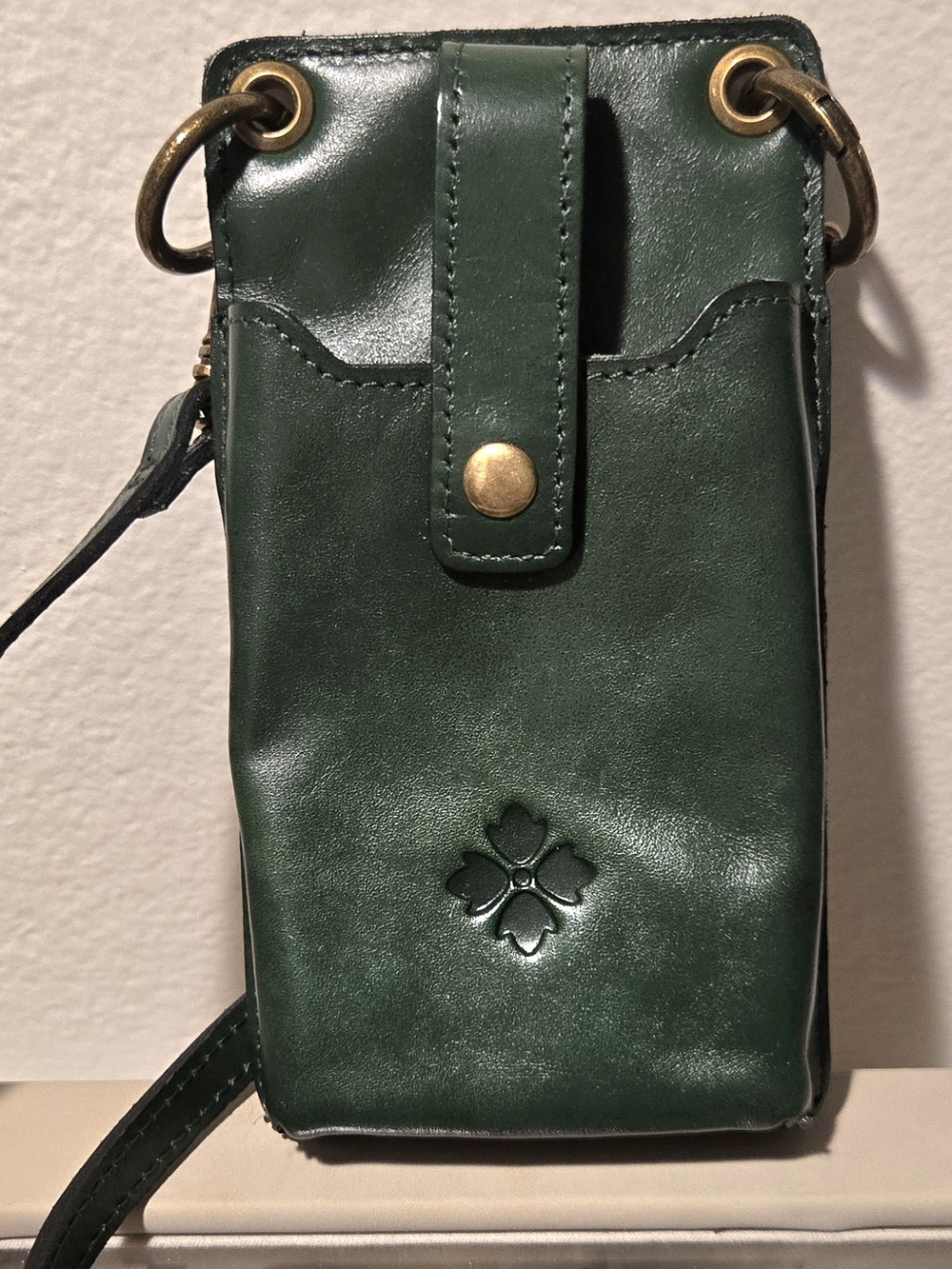Patricia Nash Farleigh Leather Phone Crossbody Spruce Green